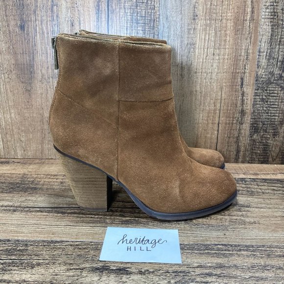Arturo Chiang Hadley Brown Suede Zip Ankle Boot- Womens 7 M - Picture 1 of 9